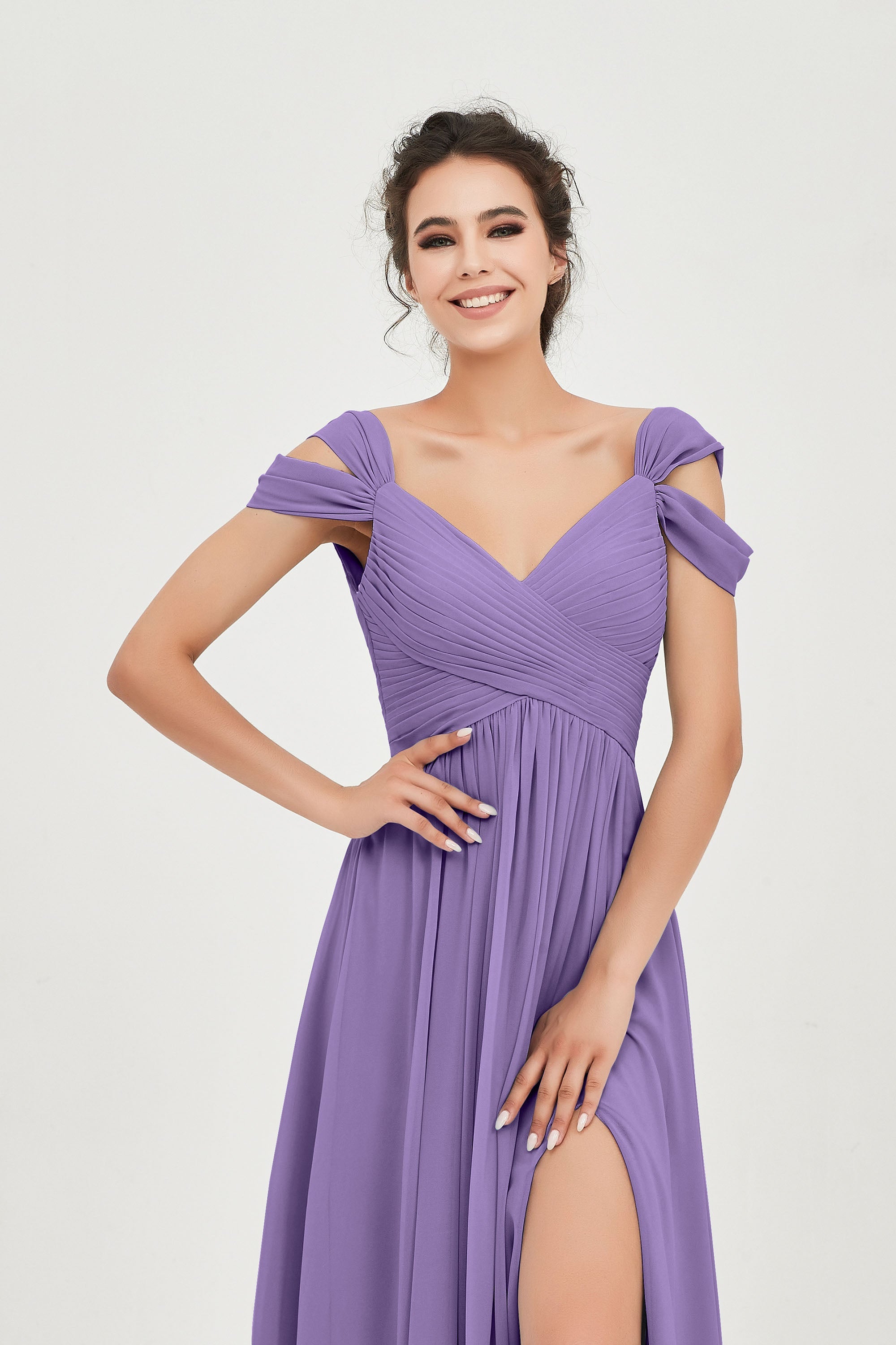 Empire Off the Shoulder Chiffon Women's Wedding Party Dress Bridesmaid Evening Dresses Gowns