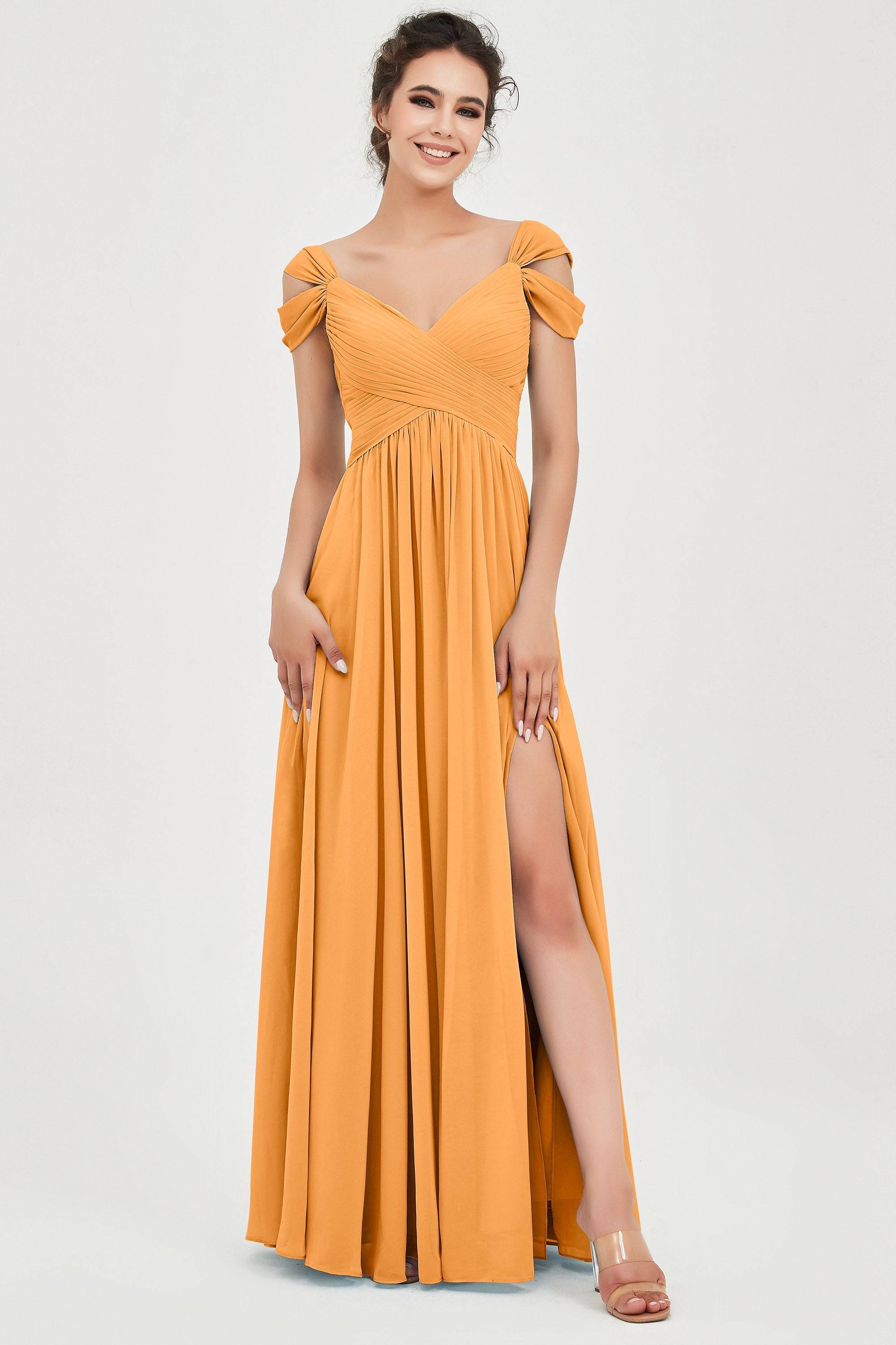 Empire Off the Shoulder Chiffon Women's Wedding Party Dress Bridesmaid Evening Dresses Gowns