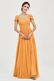 Empire Off the Shoulder Chiffon Women's Wedding Party Dress Bridesmaid Evening Dresses Gowns