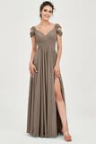 Empire Off the Shoulder Chiffon Women's Wedding Party Dress Bridesmaid Evening Dresses Gowns
