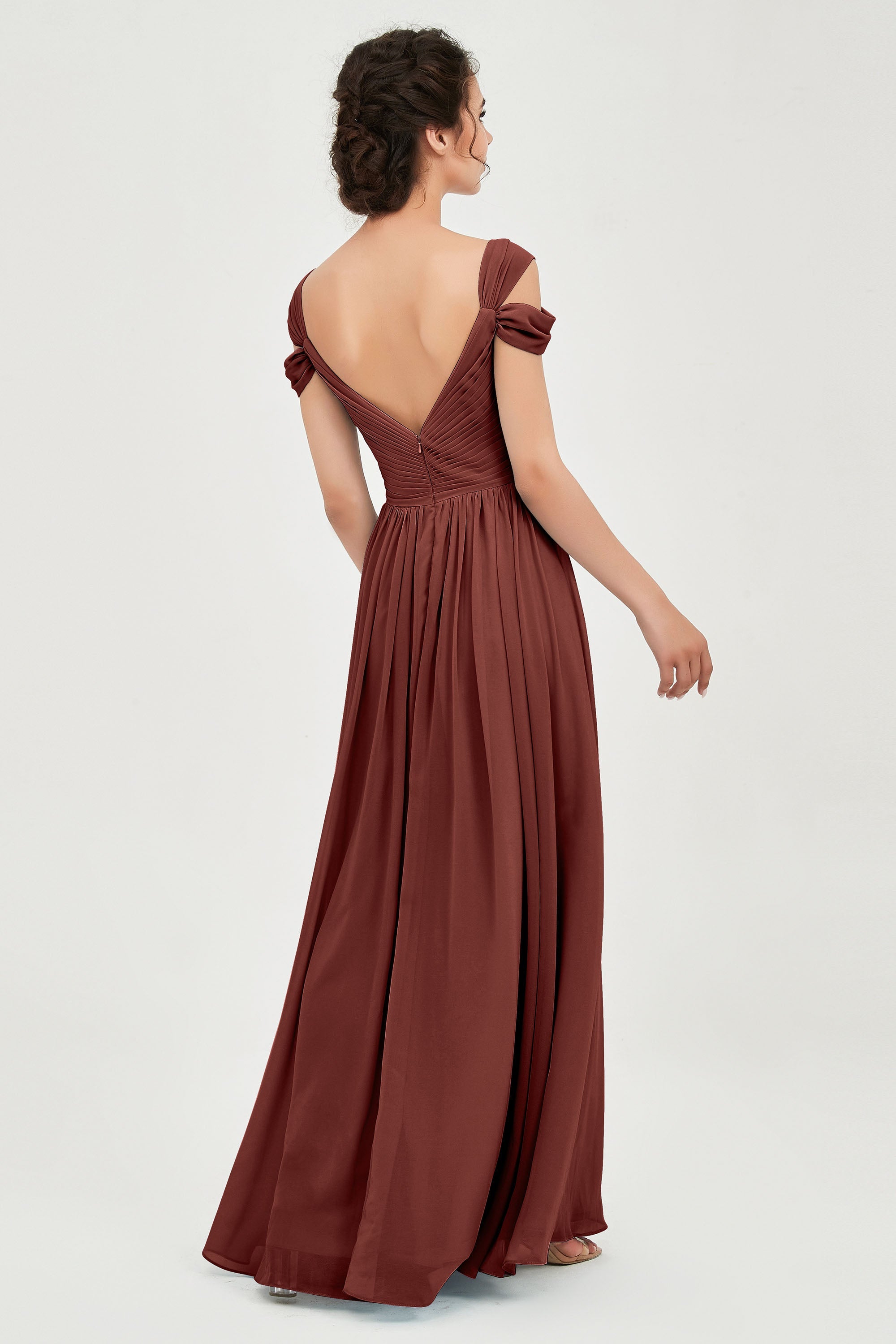 Empire Off the Shoulder Chiffon Women's Wedding Party Dress Bridesmaid Evening Dresses Gowns