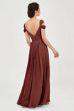 Empire Off the Shoulder Chiffon Women's Wedding Party Dress Bridesmaid Evening Dresses Gowns