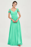 Empire Off the Shoulder Chiffon Women's Wedding Party Dress Bridesmaid Evening Dresses Gowns