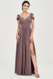 Empire Off the Shoulder Chiffon Women's Wedding Party Dress Bridesmaid Evening Dresses Gowns