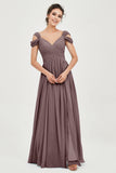 Empire Off the Shoulder Chiffon Women's Wedding Party Dress Bridesmaid Evening Dresses Gowns