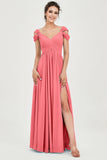 Empire Off the Shoulder Chiffon Women's Wedding Party Dress Bridesmaid Evening Dresses Gowns