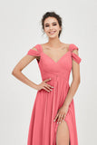Empire Off the Shoulder Chiffon Women's Wedding Party Dress Bridesmaid Evening Dresses Gowns