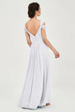 Empire Off the Shoulder Chiffon Women's Wedding Party Dress Bridesmaid Evening Dresses Gowns