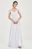 Empire Off the Shoulder Chiffon Women's Wedding Party Dress Bridesmaid Evening Dresses Gowns