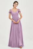 Empire Off the Shoulder Chiffon Women's Wedding Party Dress Bridesmaid Evening Dresses Gowns