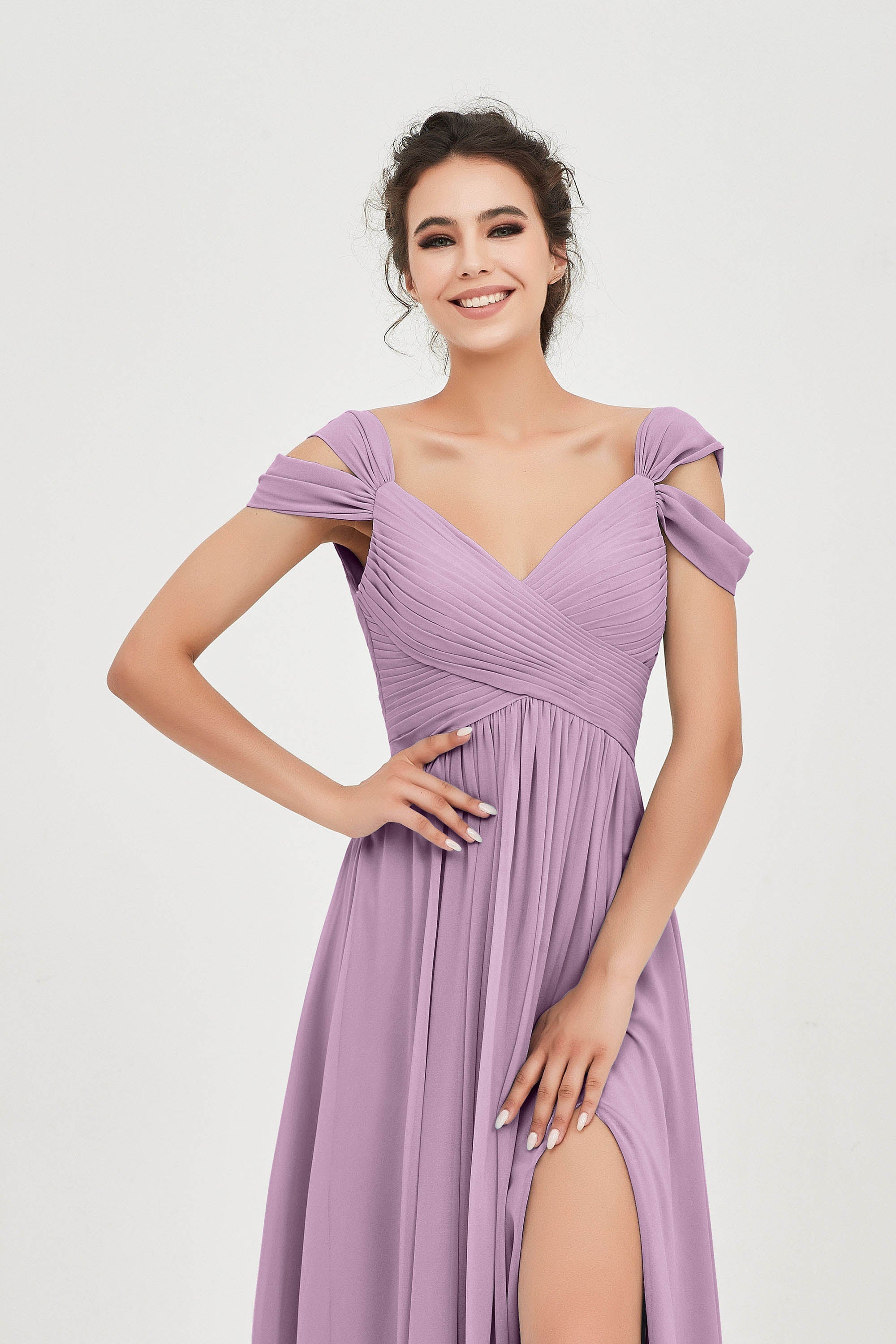Empire Off the Shoulder Chiffon Women's Wedding Party Dress Bridesmaid Evening Dresses Gowns