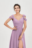 Empire Off the Shoulder Chiffon Women's Wedding Party Dress Bridesmaid Evening Dresses Gowns