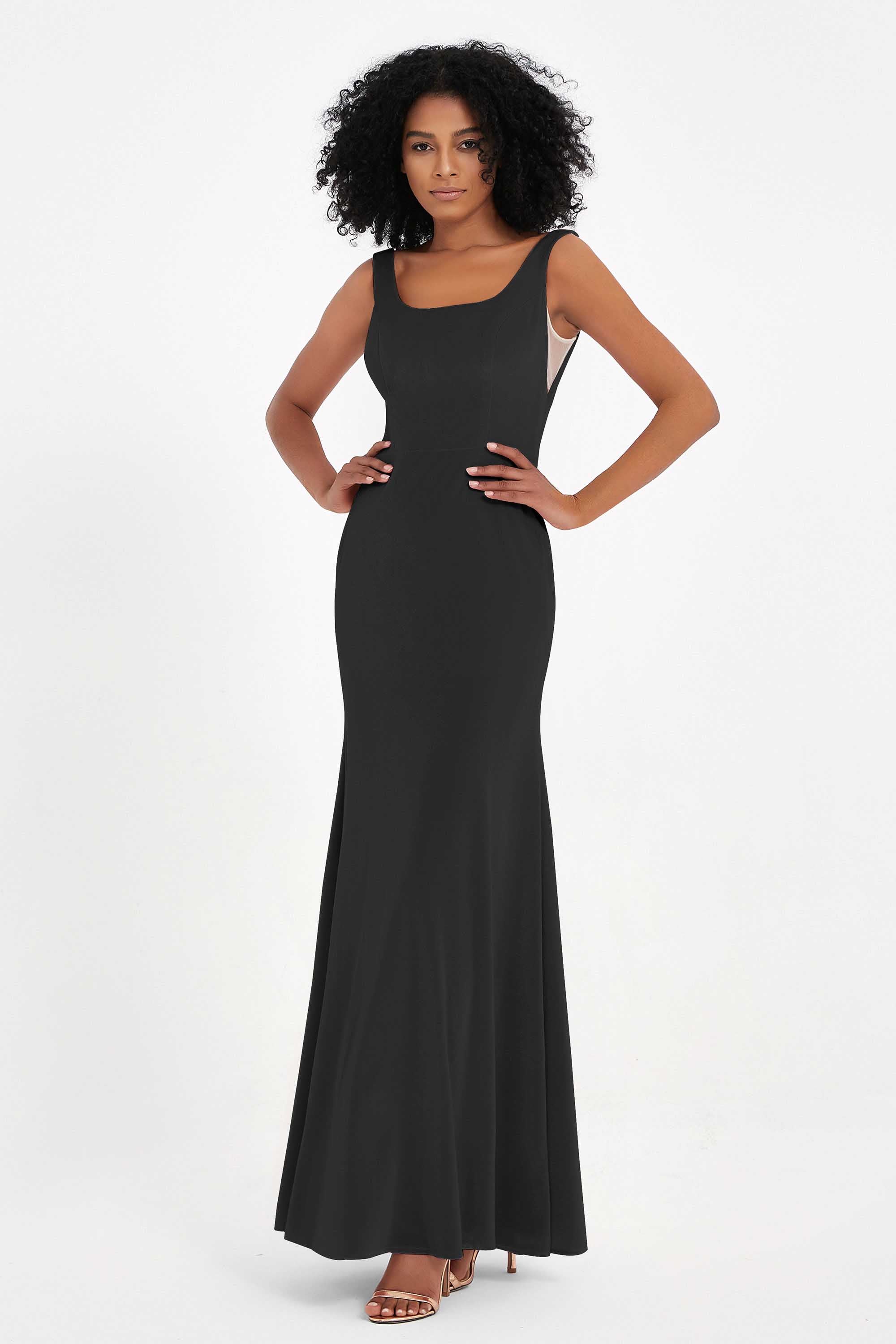 Scoop Sleeveless Velvet Long Formal Evening Dresses Sheath Bridesmaid Prom Party Gowns