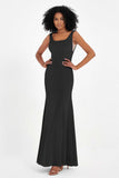Scoop Sleeveless Velvet Long Formal Evening Dresses Sheath Bridesmaid Prom Party Gowns