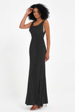 Scoop Sleeveless Velvet Long Formal Evening Dresses Sheath Bridesmaid Prom Party Gowns