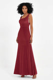 Scoop Sleeveless Velvet Long Formal Evening Dresses Sheath Bridesmaid Prom Party Gowns