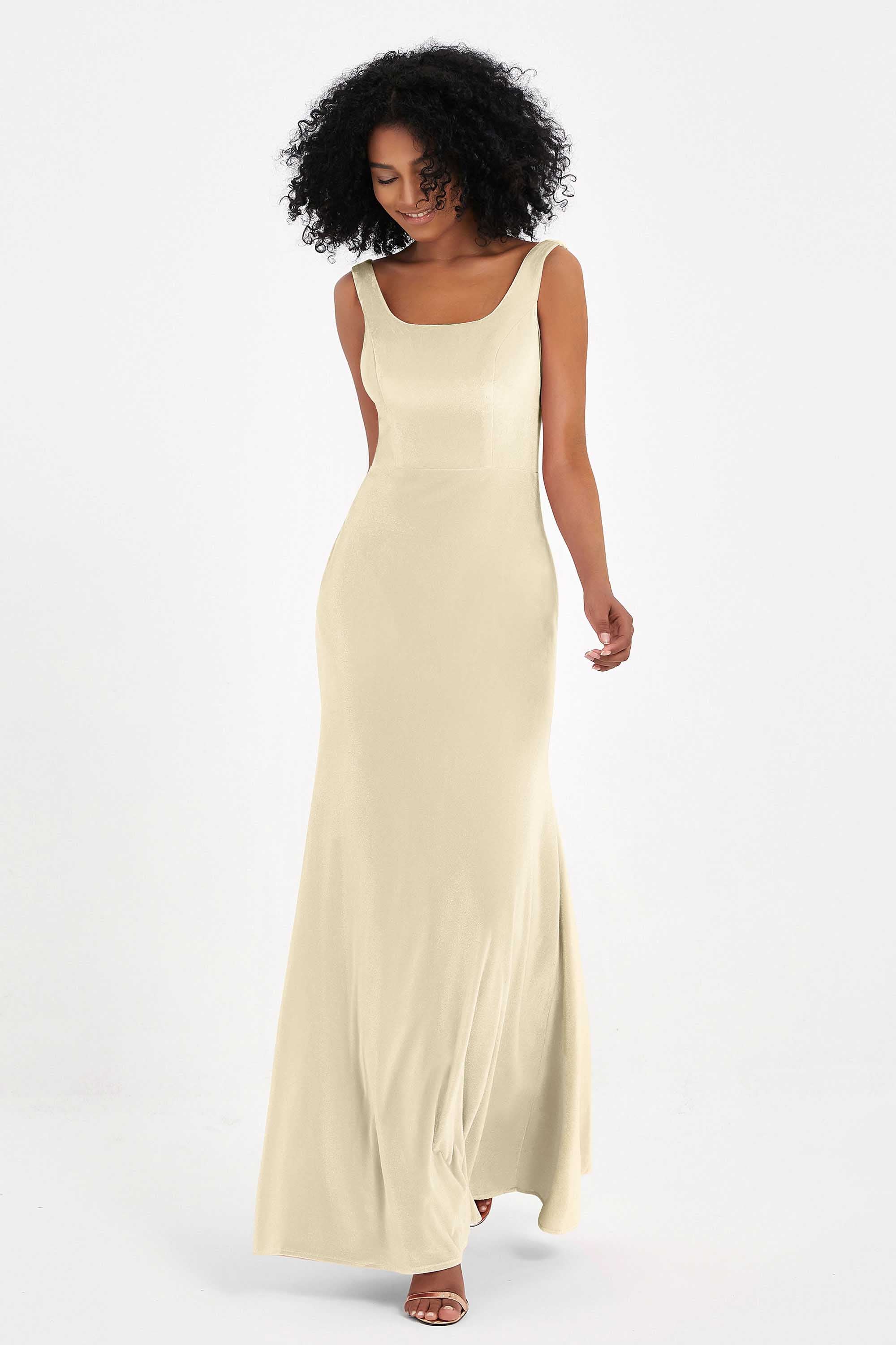 Scoop Sleeveless Velvet Long Formal Evening Dresses Sheath Bridesmaid Prom Party Gowns