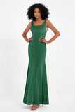 Scoop Sleeveless Velvet Long Formal Evening Dresses Sheath Bridesmaid Prom Party Gowns