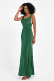 Scoop Sleeveless Velvet Long Formal Evening Dresses Sheath Bridesmaid Prom Party Gowns