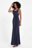 Scoop Sleeveless Velvet Long Formal Evening Dresses Sheath Bridesmaid Prom Party Gowns