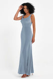 Scoop Sleeveless Velvet Long Formal Evening Dresses Sheath Bridesmaid Prom Party Gowns