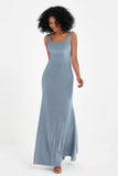 Scoop Sleeveless Velvet Long Formal Evening Dresses Sheath Bridesmaid Prom Party Gowns