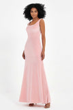 Scoop Sleeveless Velvet Long Formal Evening Dresses Sheath Bridesmaid Prom Party Gowns