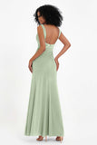 Scoop Sleeveless Velvet Long Formal Evening Dresses Sheath Bridesmaid Prom Party Gowns