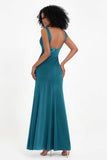 Scoop Sleeveless Velvet Long Formal Evening Dresses Sheath Bridesmaid Prom Party Gowns