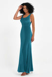 Scoop Sleeveless Velvet Long Formal Evening Dresses Sheath Bridesmaid Prom Party Gowns