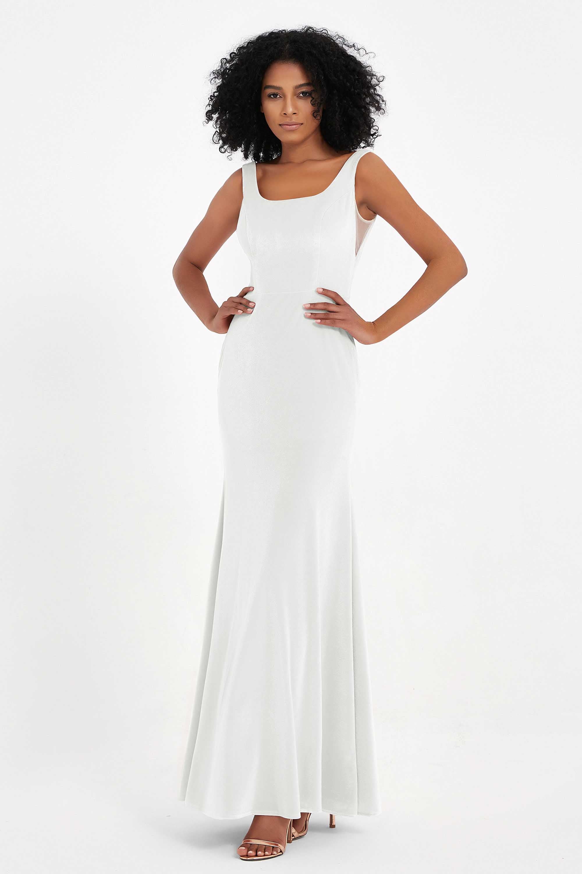 Scoop Sleeveless Velvet Long Formal Evening Dresses Sheath Bridesmaid Prom Party Gowns