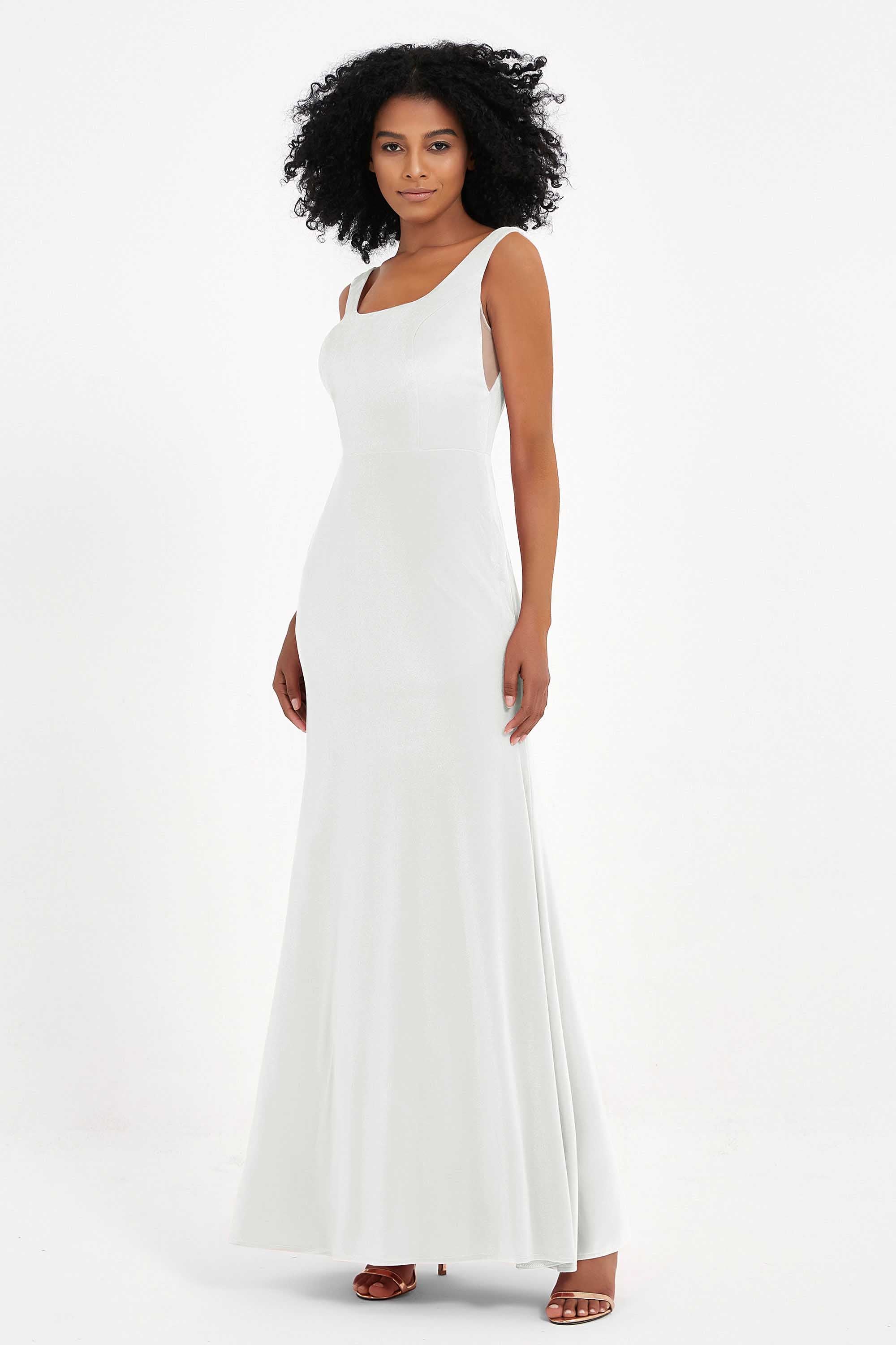 Scoop Sleeveless Velvet Long Formal Evening Dresses Sheath Bridesmaid Prom Party Gowns