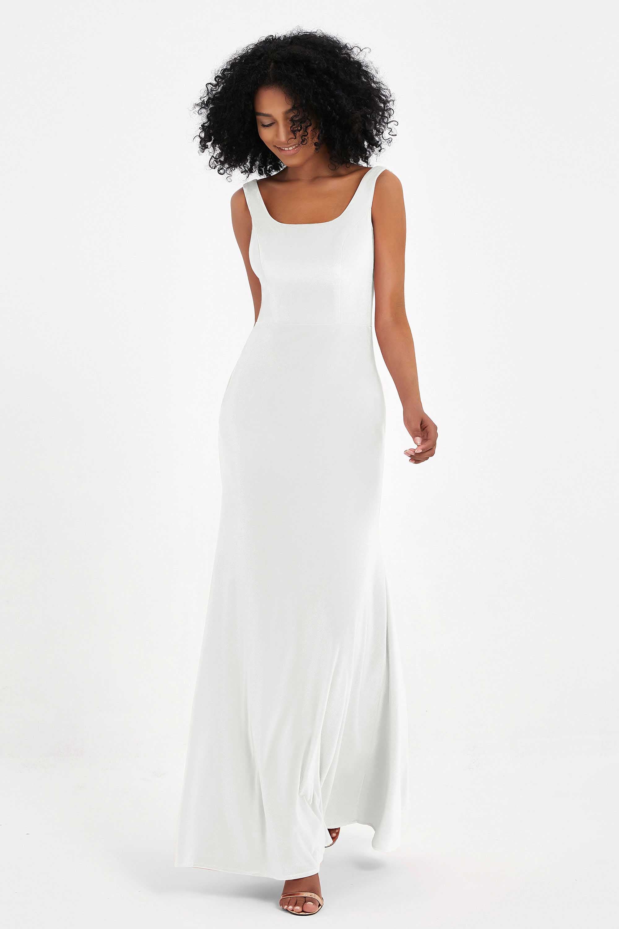 Scoop Sleeveless Velvet Long Formal Evening Dresses Sheath Bridesmaid Prom Party Gowns