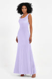 Scoop Sleeveless Velvet Long Formal Evening Dresses Sheath Bridesmaid Prom Party Gowns