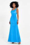 Scoop Sleeveless Velvet Long Formal Evening Dresses Sheath Bridesmaid Prom Party Gowns