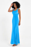 Scoop Sleeveless Velvet Long Formal Evening Dresses Sheath Bridesmaid Prom Party Gowns