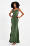 Scoop Sleeveless Velvet Long Formal Evening Dresses Sheath Bridesmaid Prom Party Gowns