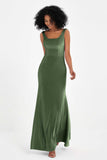 Scoop Sleeveless Velvet Long Formal Evening Dresses Sheath Bridesmaid Prom Party Gowns