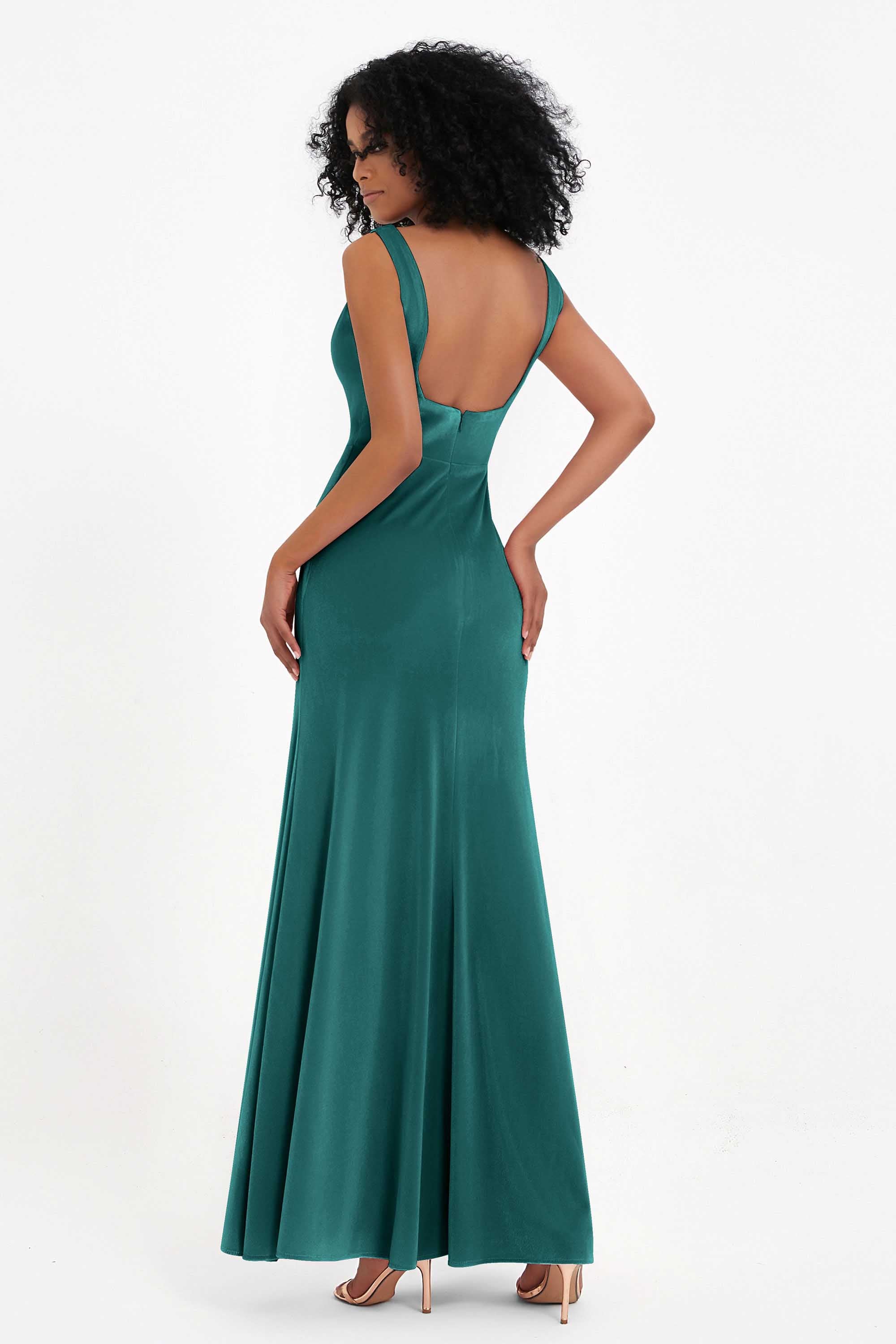 Scoop Sleeveless Velvet Long Formal Evening Dresses Sheath Bridesmaid Prom Party Gowns