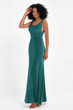 Scoop Sleeveless Velvet Long Formal Evening Dresses Sheath Bridesmaid Prom Party Gowns