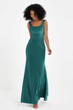 Scoop Sleeveless Velvet Long Formal Evening Dresses Sheath Bridesmaid Prom Party Gowns