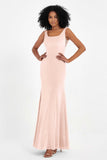 Scoop Sleeveless Velvet Long Formal Evening Dresses Sheath Bridesmaid Prom Party Gowns