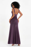 Scoop Sleeveless Velvet Long Formal Evening Dresses Sheath Bridesmaid Prom Party Gowns
