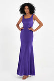Scoop Sleeveless Velvet Long Formal Evening Dresses Sheath Bridesmaid Prom Party Gowns