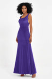 Scoop Sleeveless Velvet Long Formal Evening Dresses Sheath Bridesmaid Prom Party Gowns