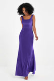 Scoop Sleeveless Velvet Long Formal Evening Dresses Sheath Bridesmaid Prom Party Gowns