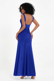 Scoop Sleeveless Velvet Long Formal Evening Dresses Sheath Bridesmaid Prom Party Gowns