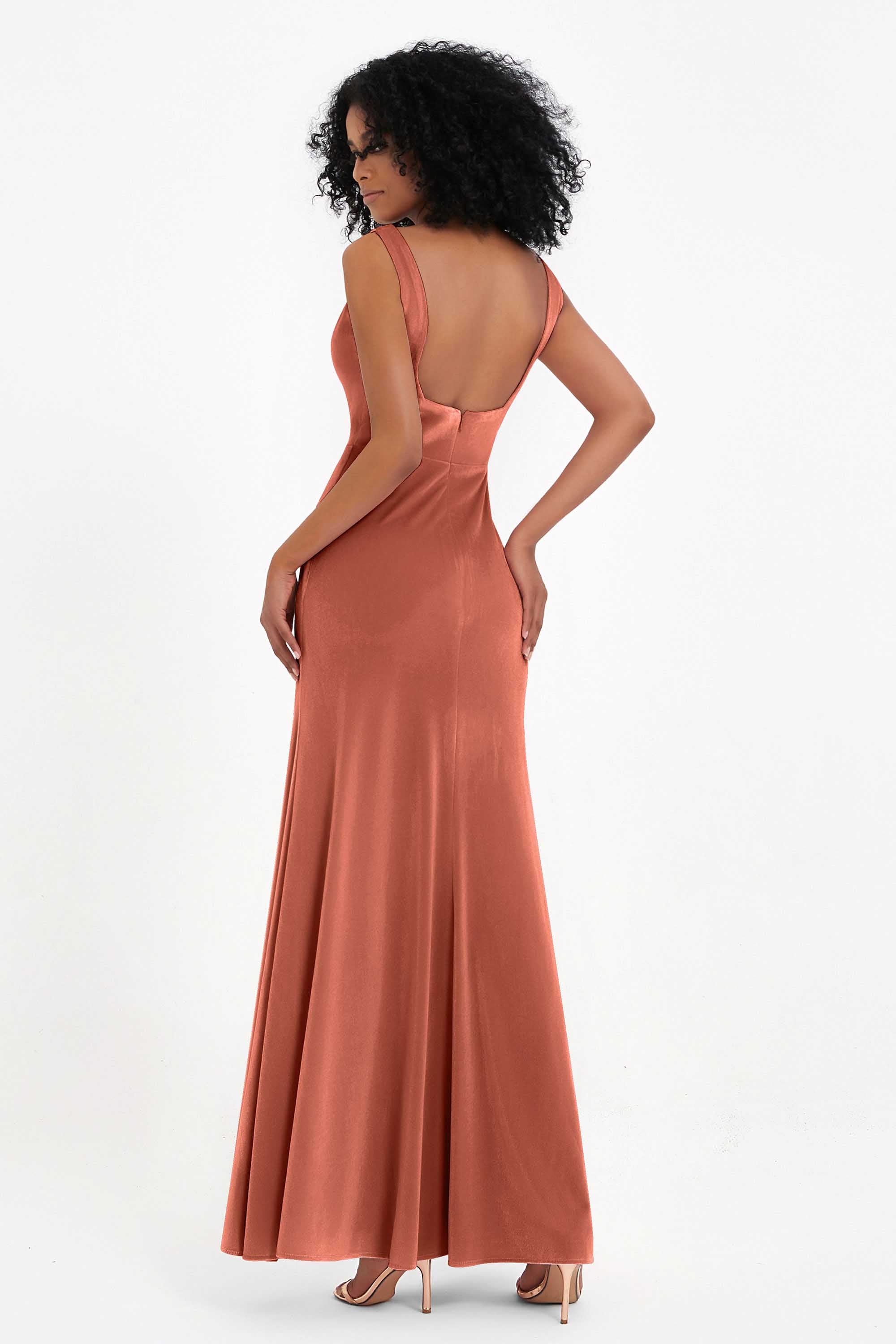 Scoop Sleeveless Velvet Long Formal Evening Dresses Sheath Bridesmaid Prom Party Gowns