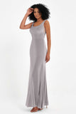 Scoop Sleeveless Velvet Long Formal Evening Dresses Sheath Bridesmaid Prom Party Gowns