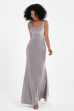 Scoop Sleeveless Velvet Long Formal Evening Dresses Sheath Bridesmaid Prom Party Gowns